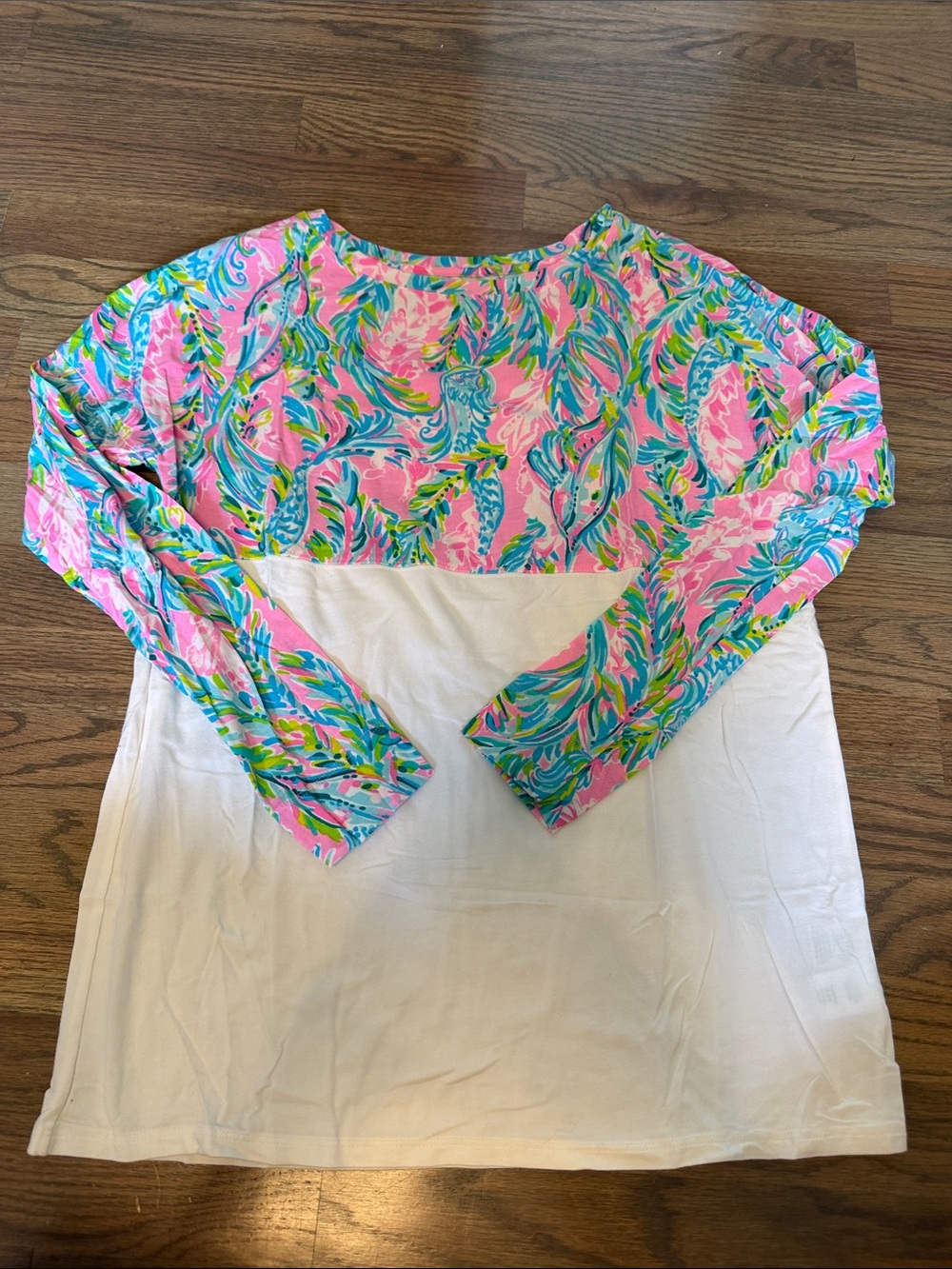 Lilly Pulitzer Pink, Teal & Green Printed Long Sleeve Top